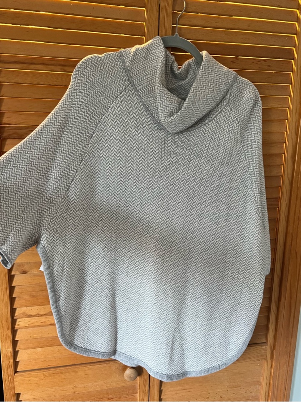 LOFT Light Gray Cowl Neck Poncho Sweater